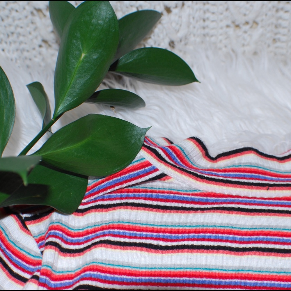 striped turtle neck top